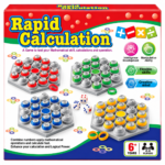 Rapid Calculation math board game for kids age 6+ with colorful number boards, rings and dice