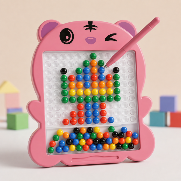 Magnetic drawing board with 80 colorful beads for patterns and pixel art