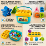 KidNzo shape sorting cube with colourful geometric shape matching pieces