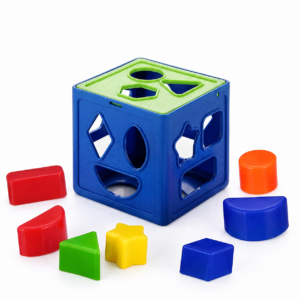 KidNzo shape sorting cube for kids with 18 colourful geometric pieces