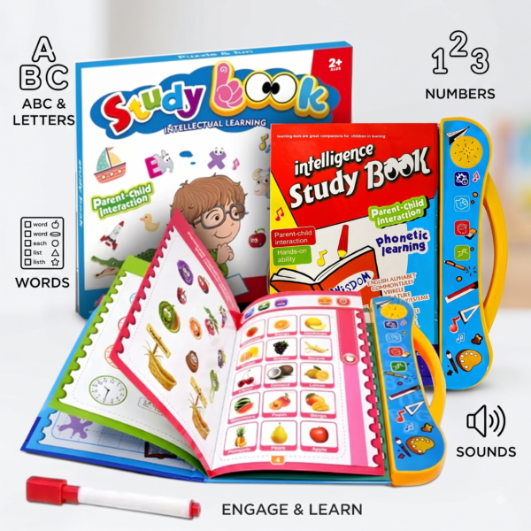 interactive talking learning book for kids ABC numbers and shapes