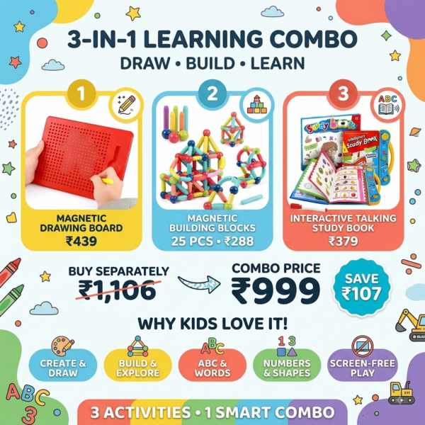KidNzo 3-in-1 educational toys combo with ₹999 combo price and learning benefits