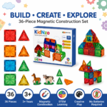 KidNzo 36 piece magnetic STEM building toy with construction and creative play features