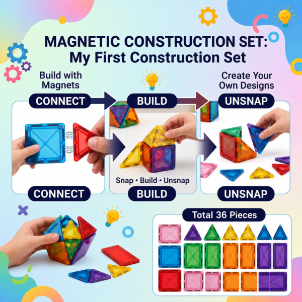 KidNzo magnetic building toy with build snap and unsnap construction play