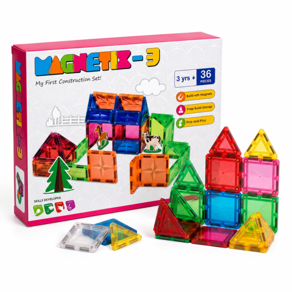 KidNzo 36 piece magnetic construction set for kids 3 years and above