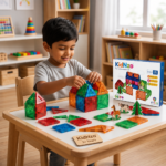 Child playing with KidNzo magnetic construction toy for kids 3 years and above