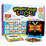 KidNzo Magnetic Puzzles Circles with 400 colourful magnetic circle pieces and puzzle set