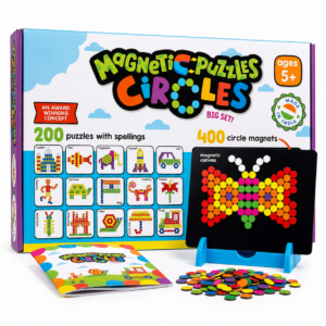 KidNzo Magnetic Puzzles Circles with 400 colourful magnetic circle pieces and puzzle set