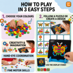 KidNzo Magnetic Puzzles Circles showing how children create designs using colourful magnetic pieces