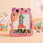 Colorful magnetic drawing board for kids with reusable magnetic beads and pen