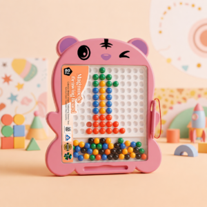 Colorful magnetic drawing board for kids with reusable magnetic beads and pen