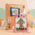 Educational magnetic drawing board with colorful beads and pen for kids