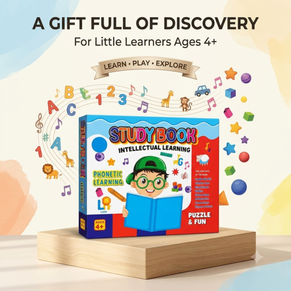 Study Book educational learning toy gift for kids age 4+ with alphabet numbers animals and music
