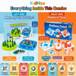 KidNzo Brain Games Duo contents with Memory Chess 2-in-1 and Pattern Twist 80 pattern challenges